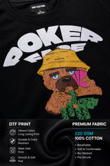 POPCASE Poker Fare black oversized t shirt with cartoon poker bear yellow bucket hat playing cards graphic streetwear