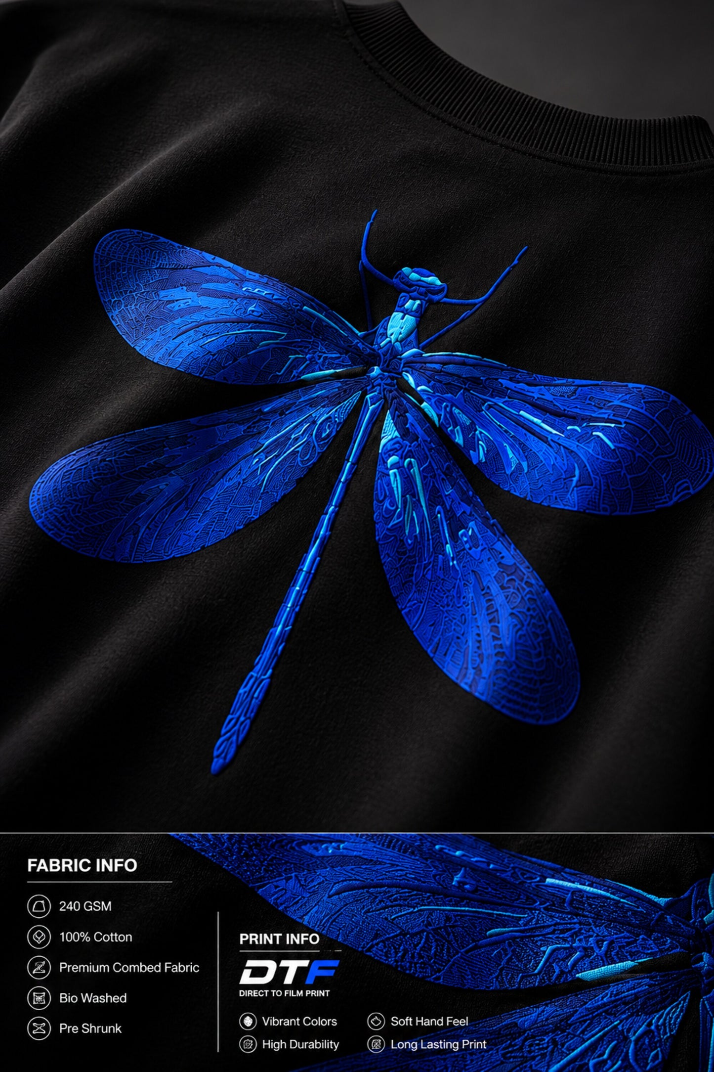 Blue Dragonfly Oversized T-Shirt for Men & Women