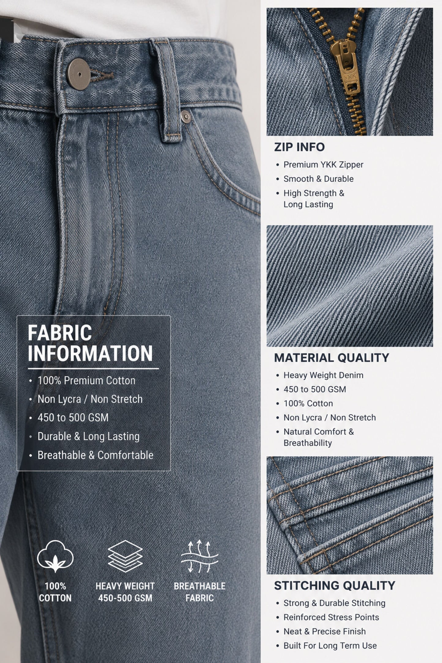 Light Blue Baggy Jeans for Men