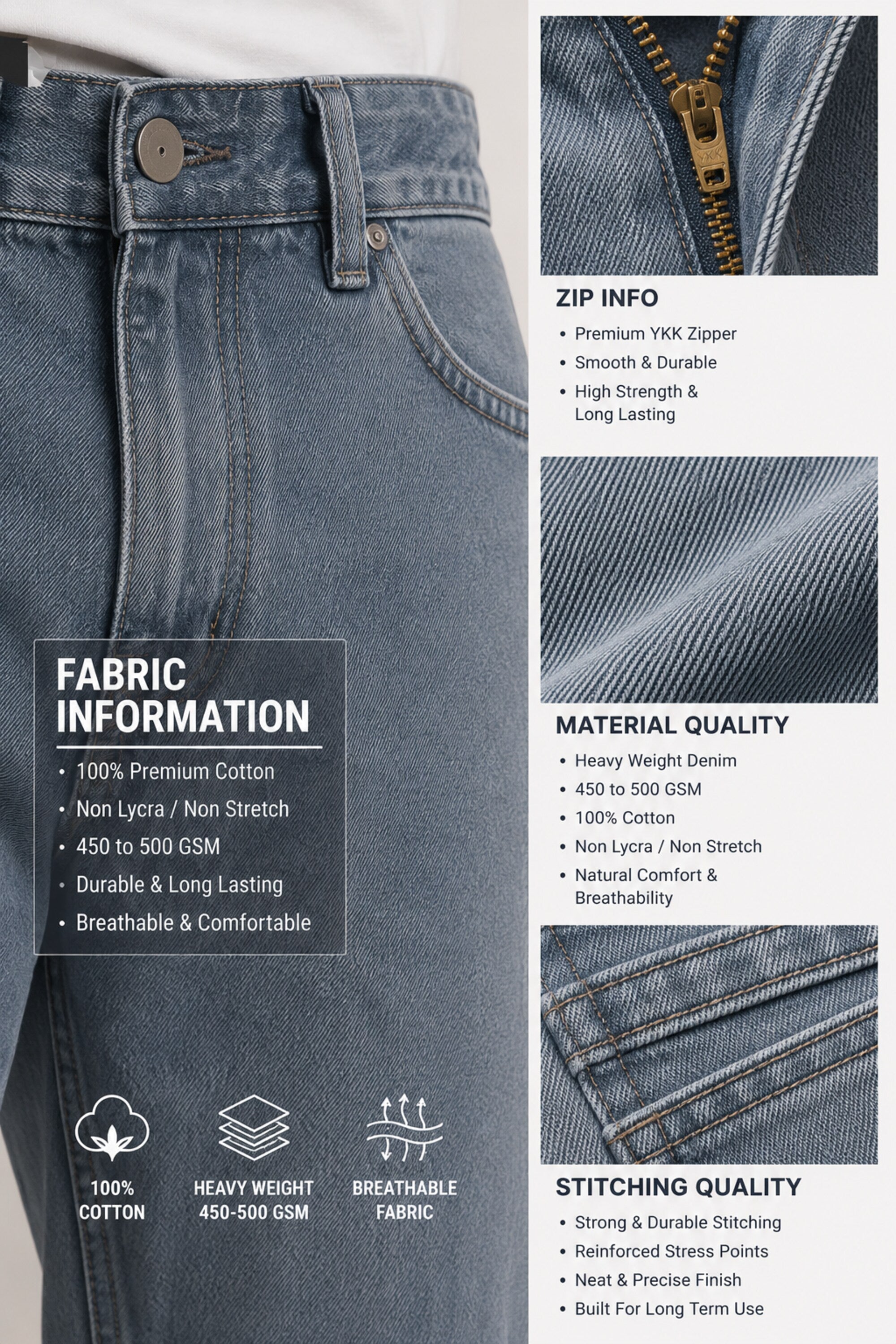 Light Blue Baggy Jeans for Men