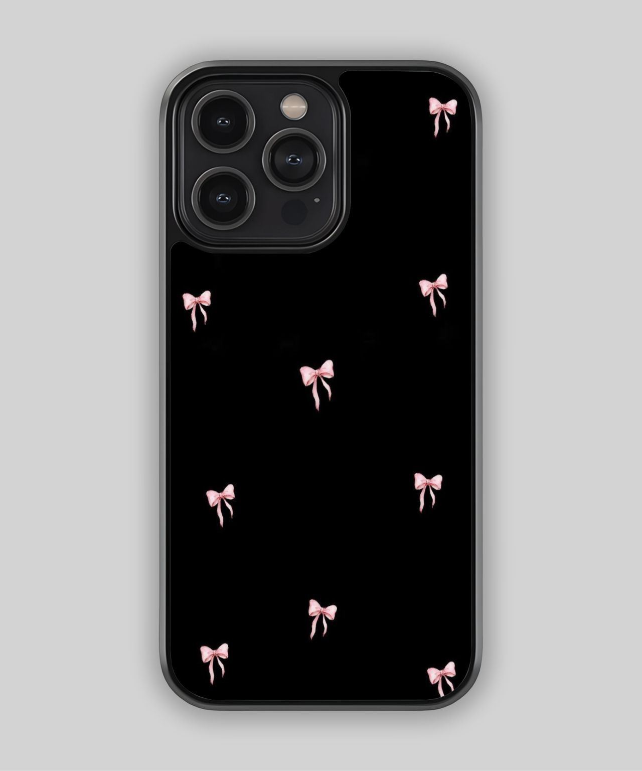Pink Bow on Black Background Phone Case 1