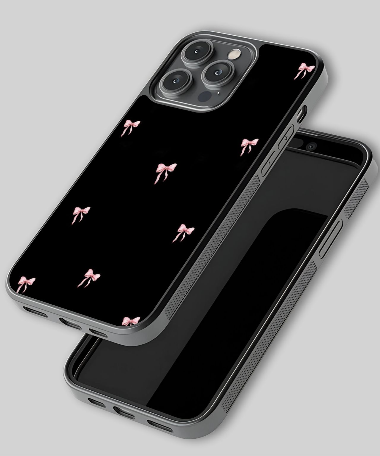 Pink Bow on Black Background Phone Case 3