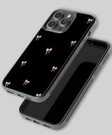 Pink Bow on Black Background Phone Case 3