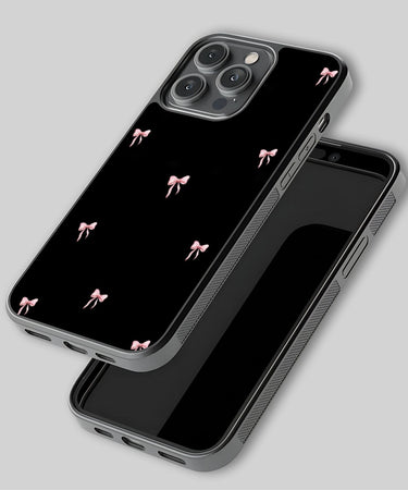 Pink Bow on Black Background Phone Case 3