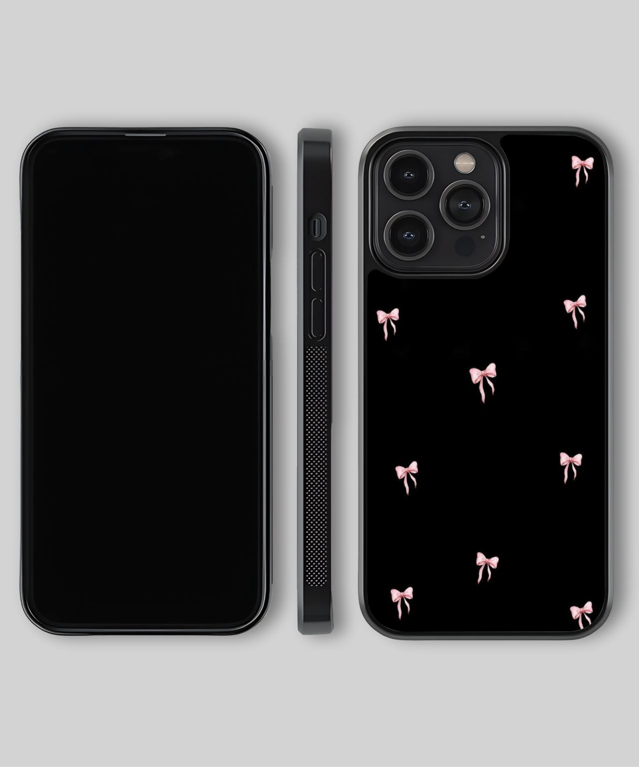 Pink Bow on Black Background Phone Case 4