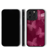 Phone case with pink butterfly design on a magenta background pink