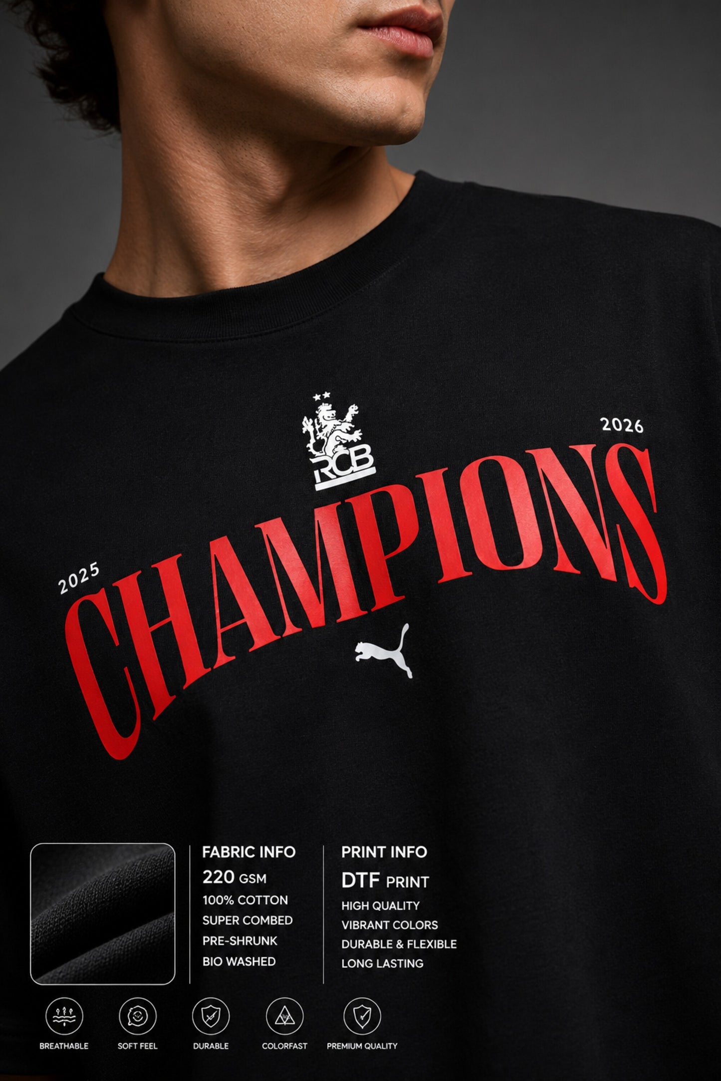 RCB Champions 2026 Fan T-Shirt – Back To Back Victory Edition