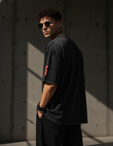 Virat Kohli RCB podcast tshirt styled with black cargos – oversized vintage streetwear India 2026 – PopCase