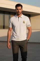 Real Madrid White Polo T-Shirt with CR7 Sleeve Print 3