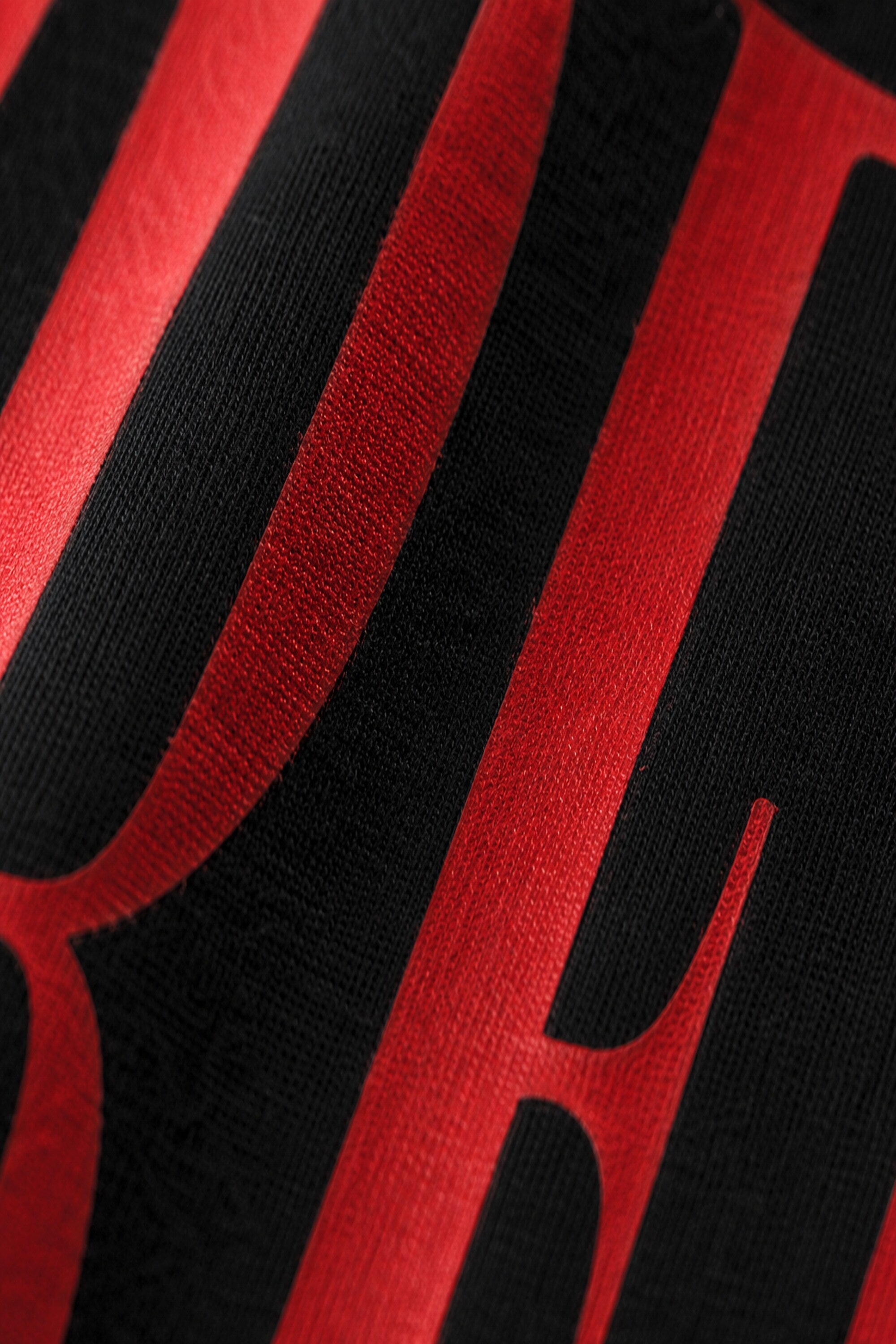 Black oversized t-shirt with my sister said I attract red flags she's right back print in red and white gothic arch text