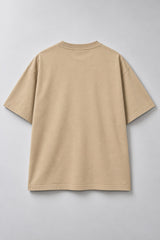 Beige oversized tshirt with smoking kills red script and Ferrari F1 racing car No.16 print on front, drop shoulder boxy fit, men India