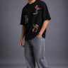POPCASE Snake Dragon Korean oversized graphic t shirt with multi-dragon serpent mythology print streetwear available in black and white