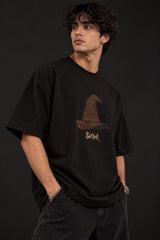 Beige Harry Potter oversized tshirt with Sorting Hat graphic and Sorted text HD print on front chest
