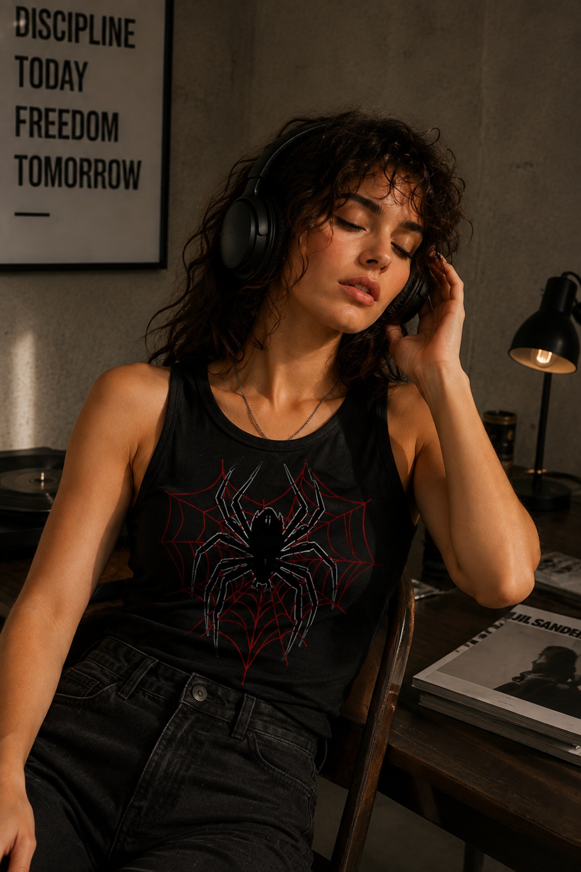 Black premium cotton crop tank top with Spider-Man web graphic DTF print alt aesthetic superhero streetwear women fitted sleeveless
