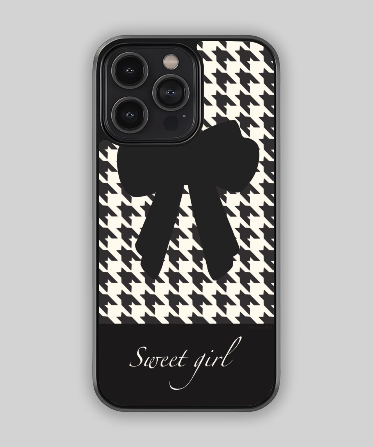Sweet Girl Bow and Houndstooth Pattern Phone Case 1