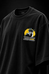 Black Dragon Ball Z anime oversized tshirt with Goku fighting pose HD print and Train Hard Beats Talent motivational text