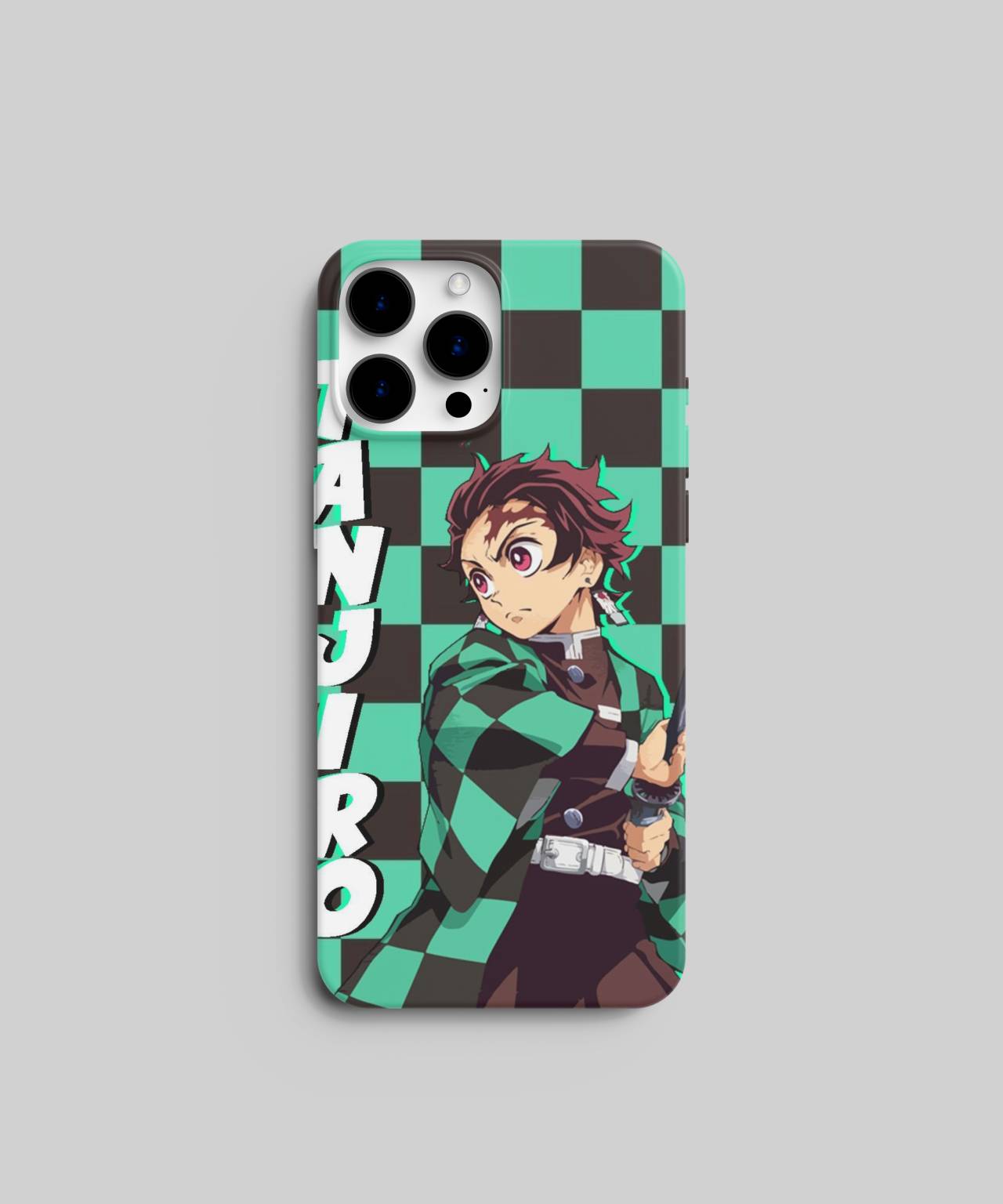 Tanjiro Anime Green Checkered Phone Case and Cover 1