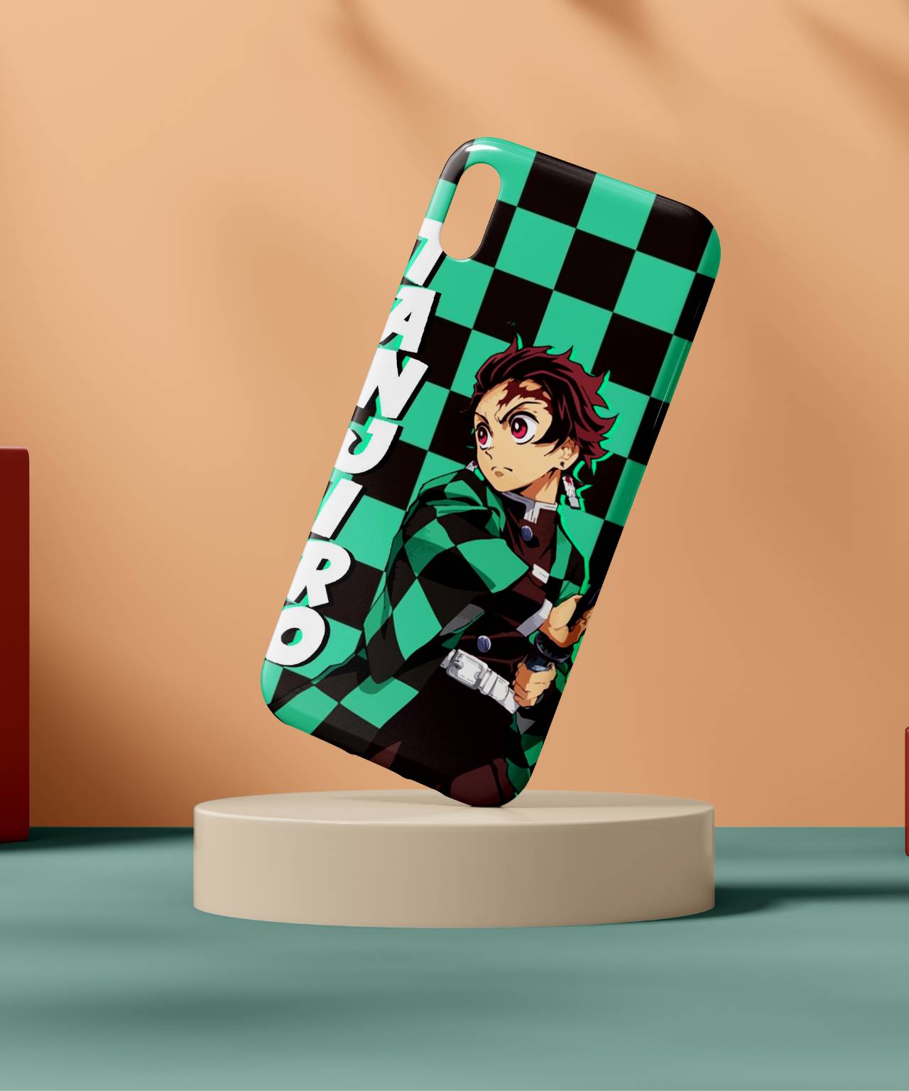 Tanjiro Anime Green Checkered Phone Case and Cover 2