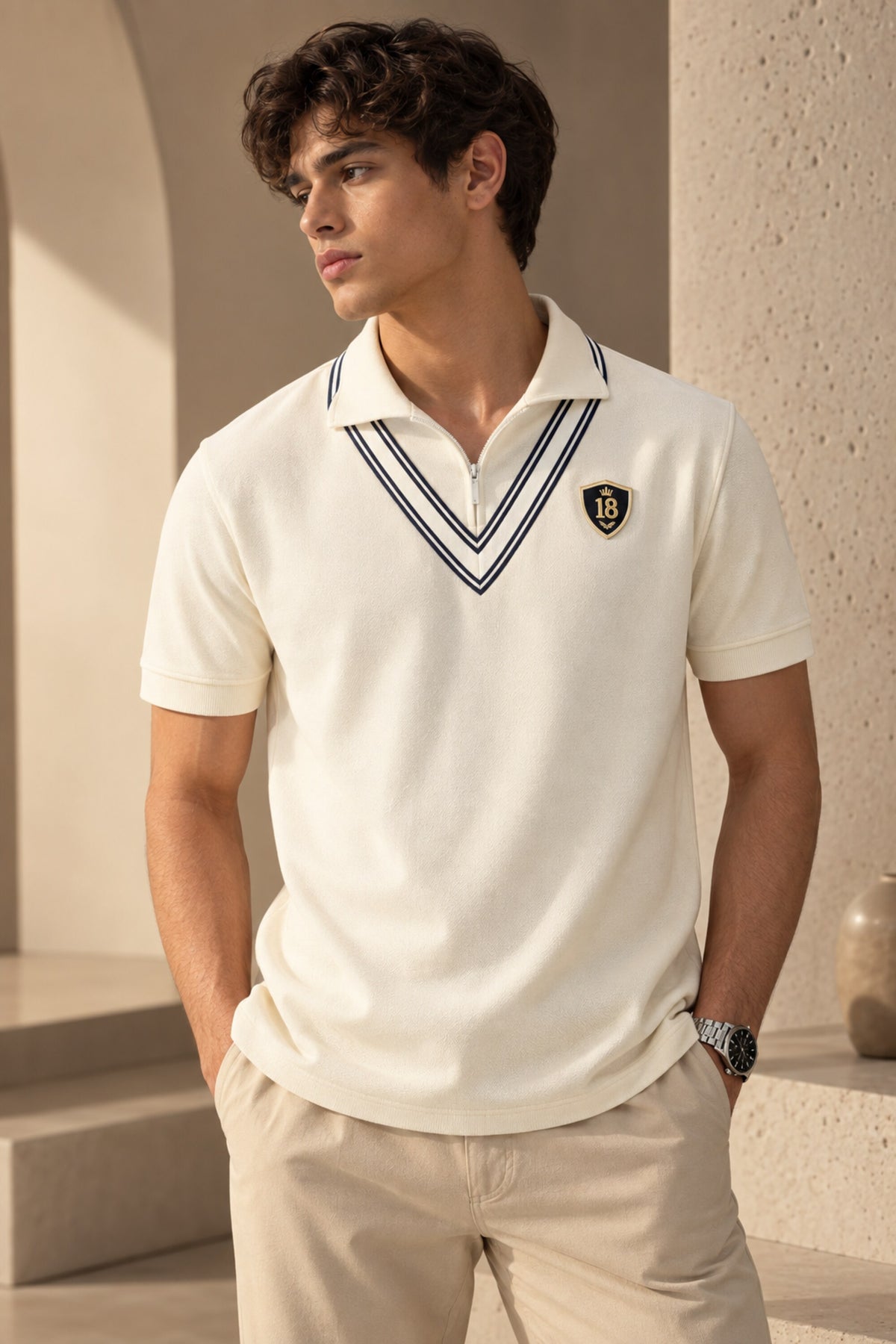 Cricket club polo tshirt men India ₹999 – cricket sweater inspired contrast tipping V-neck – PopCase free shipping