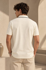 Contrast tipping V-neck detail cricket club polo tshirt India – classic cricket sweater inspired – PopCase