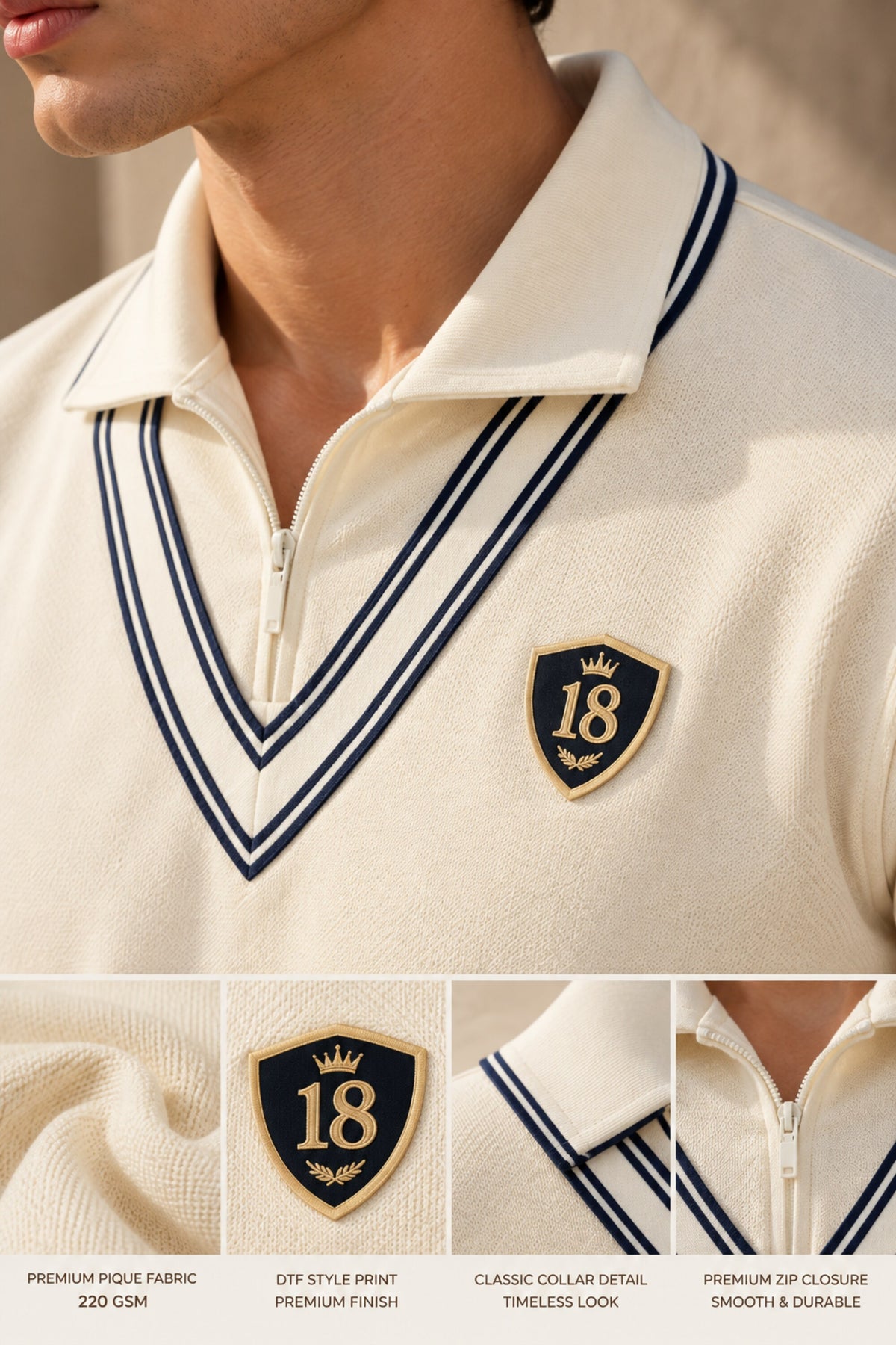 Contrast tipping cuff detail cricket polo tshirt men India – premium cotton cricket sweater inspired – PopCase