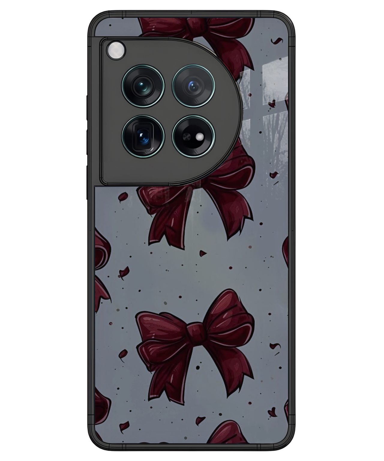 Vintage Red Bow Pattern Phone Case for OnePlus 12.