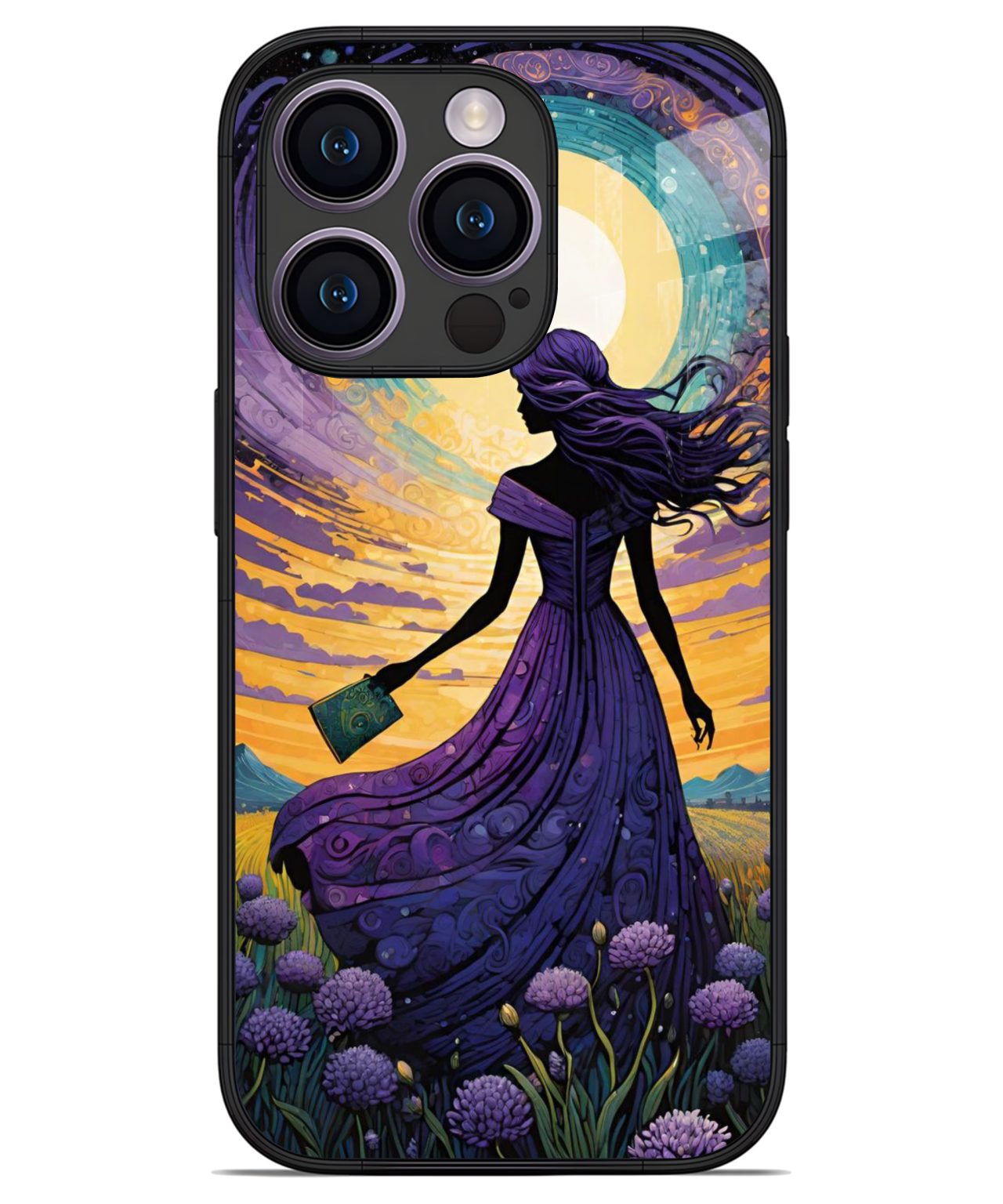 Whimsical Sunset Reader iphone 14 pro back cover 1