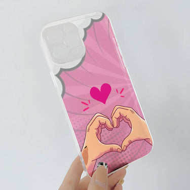 Comic Heart Hands Transparent Mobile Case