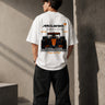 McLaren Formula 1 '2025 MCL39' design on a white oversized t-shirt, featuring a graphic of the F1 car on a checkered flag. Showcasing premium cotton fabric.