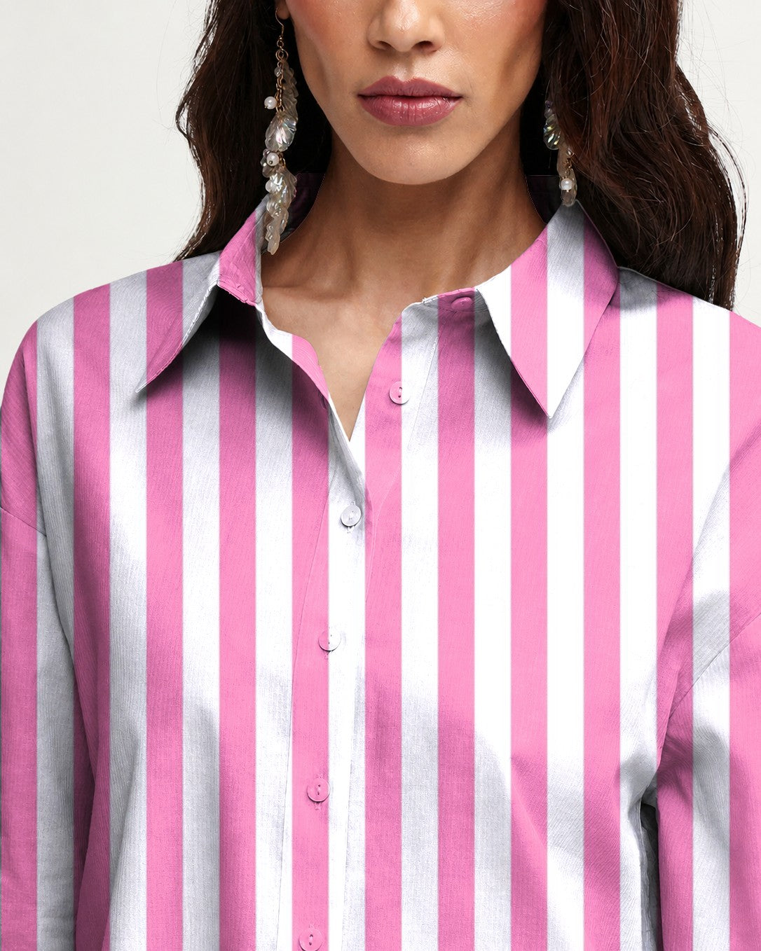Pink Stripe Oversized Summer Shirt 4