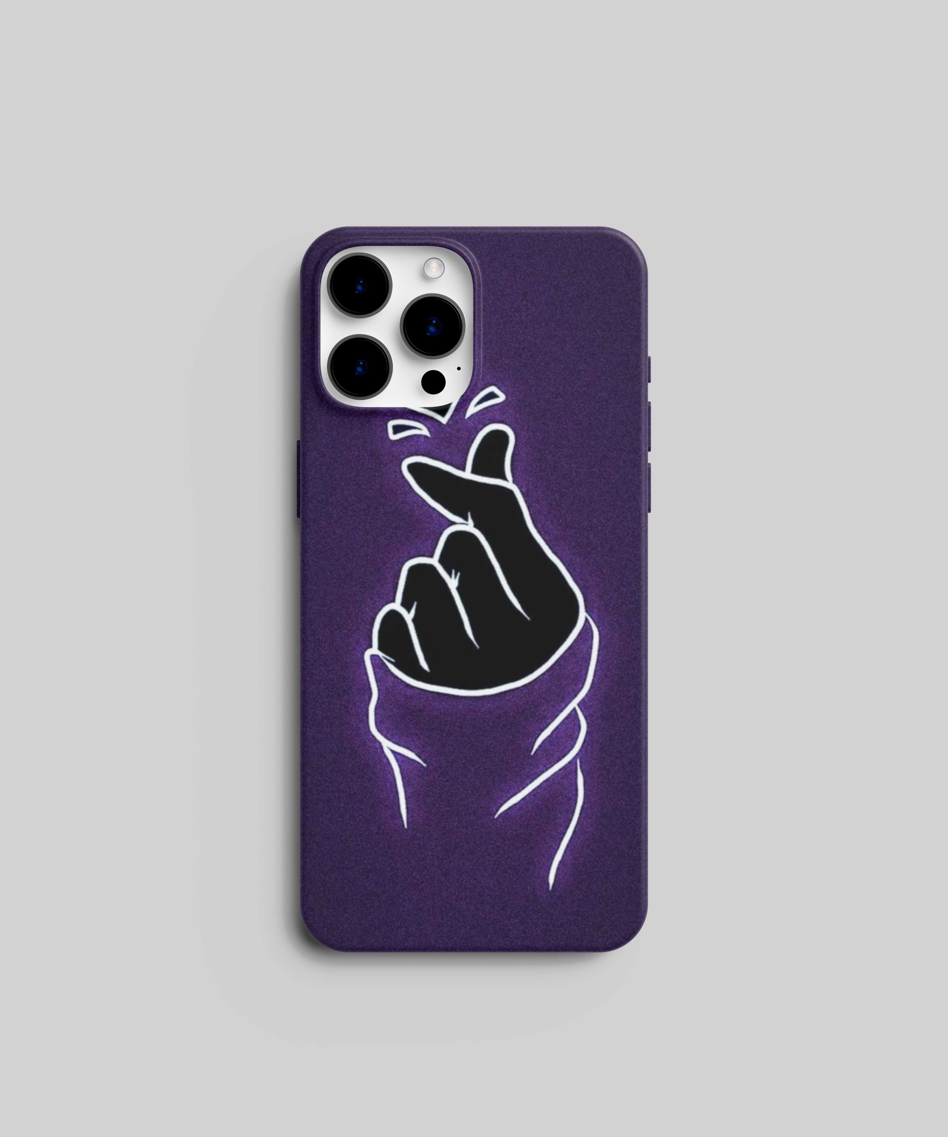 Purple Heart & Hand Light Effect Mobile Case - PopCase