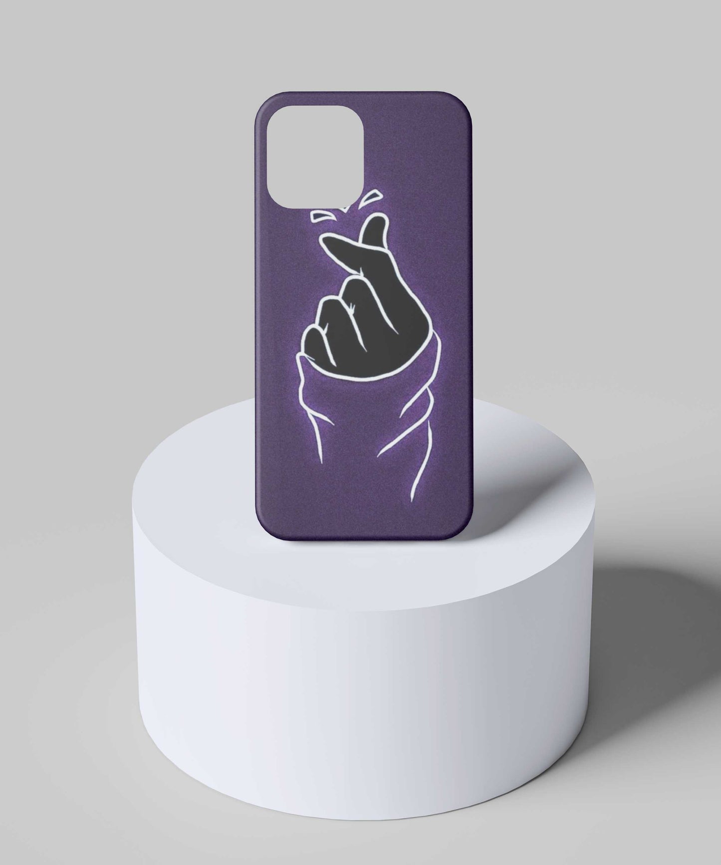 Purple Heart & Hand Light Effect Mobile Case - PopCase