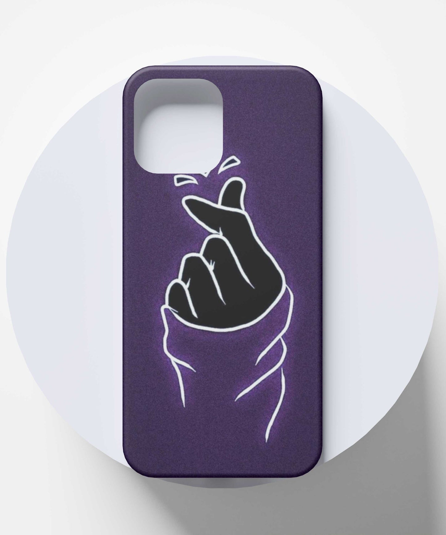 Purple Heart & Hand Light Effect Mobile Case - PopCase