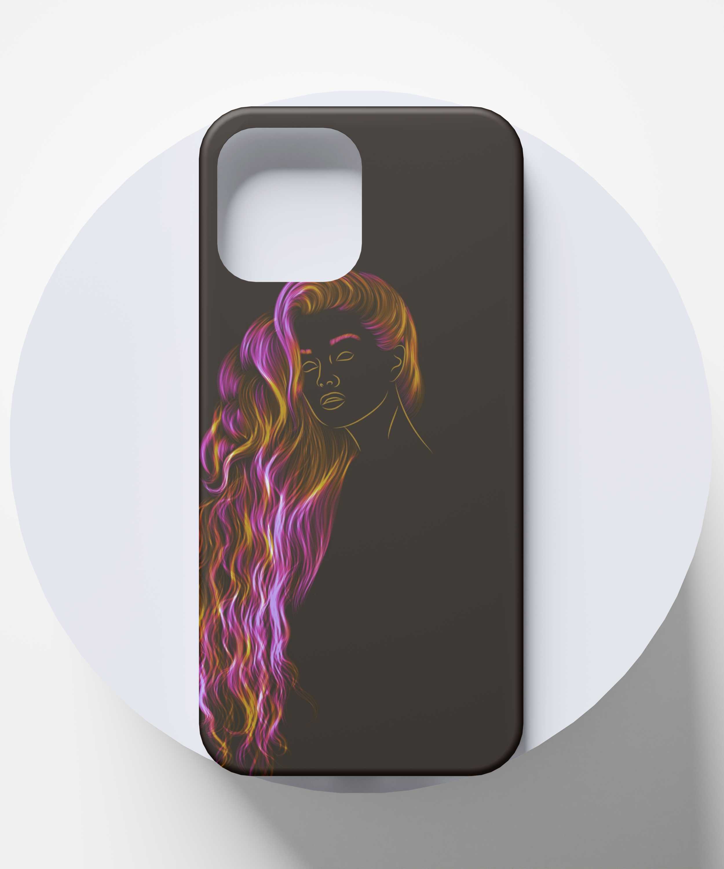 Girl phone cover with pink hair - PopCase