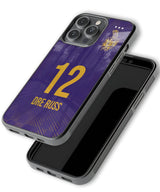Phone case with purple background, number 12, and 'Dre Russ' text on a white background