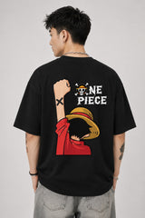 Black One Piece Anime Oversized T-Shirt for Men shot 1
