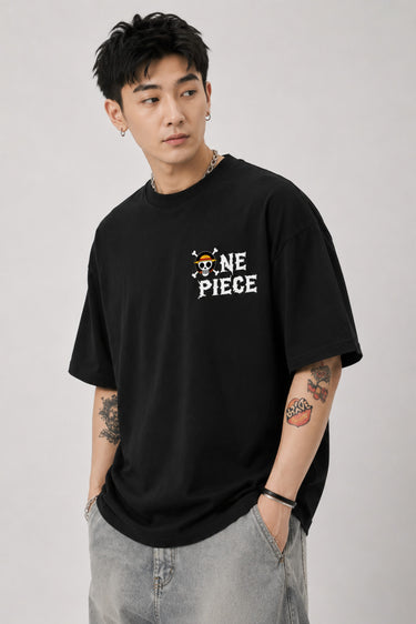 Black One Piece Anime Oversized T-Shirt for Men shot 2