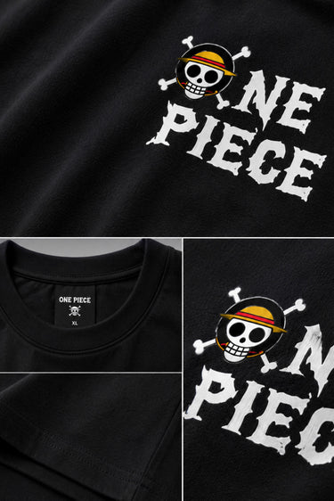 Black One Piece Anime Oversized T-Shirt for Men shot 4