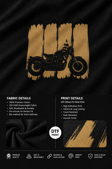Back view of a man wearing an ENFIELD DESIGN black oversized t-shirt against a textured grey background. Features relaxed fit and premium cotton. - 6