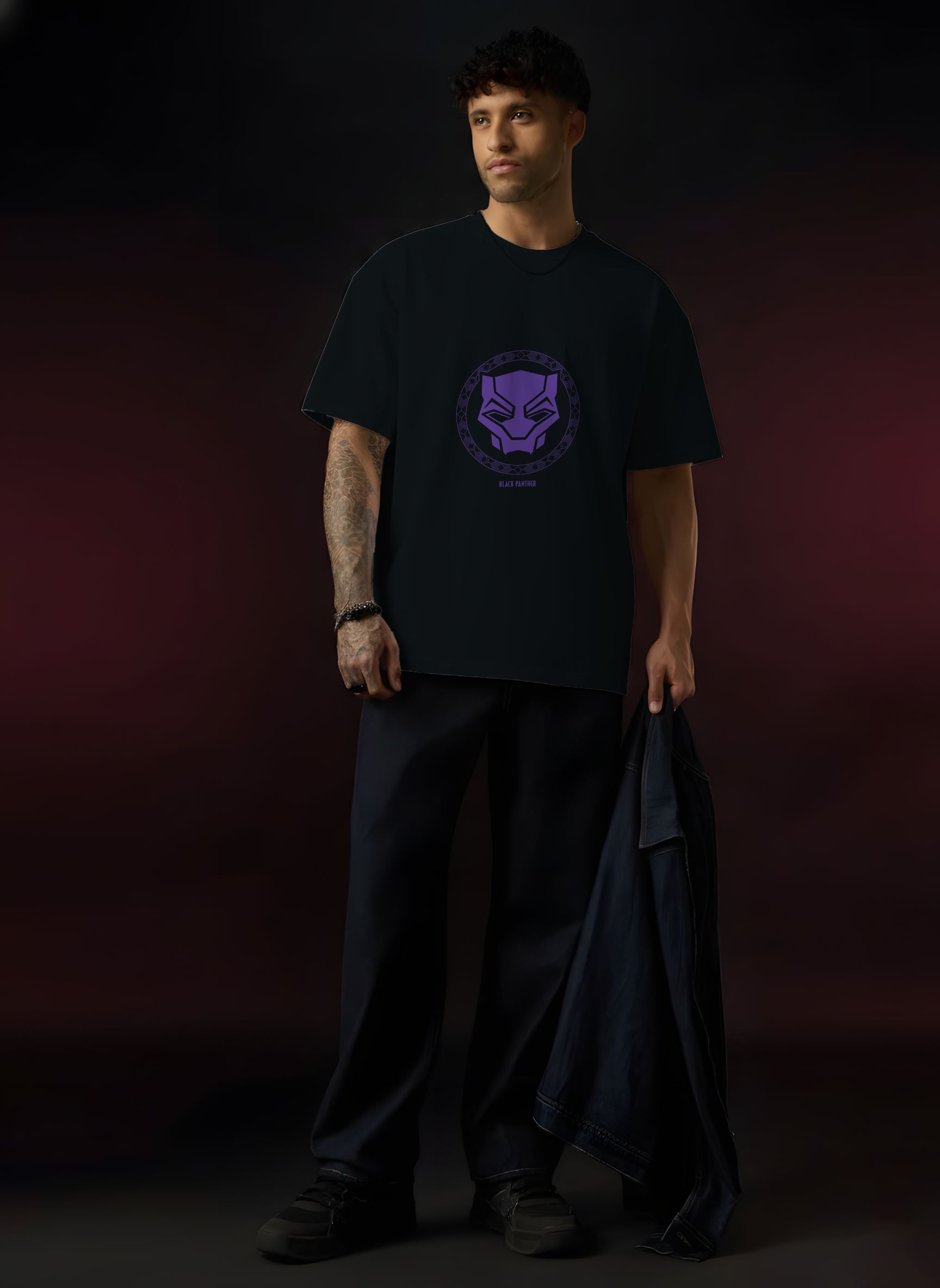 Popcase Wakanda Forever Oversized T-Shirt | Black Panther Marvel Graphic Tee | Unisex Streetwear Style